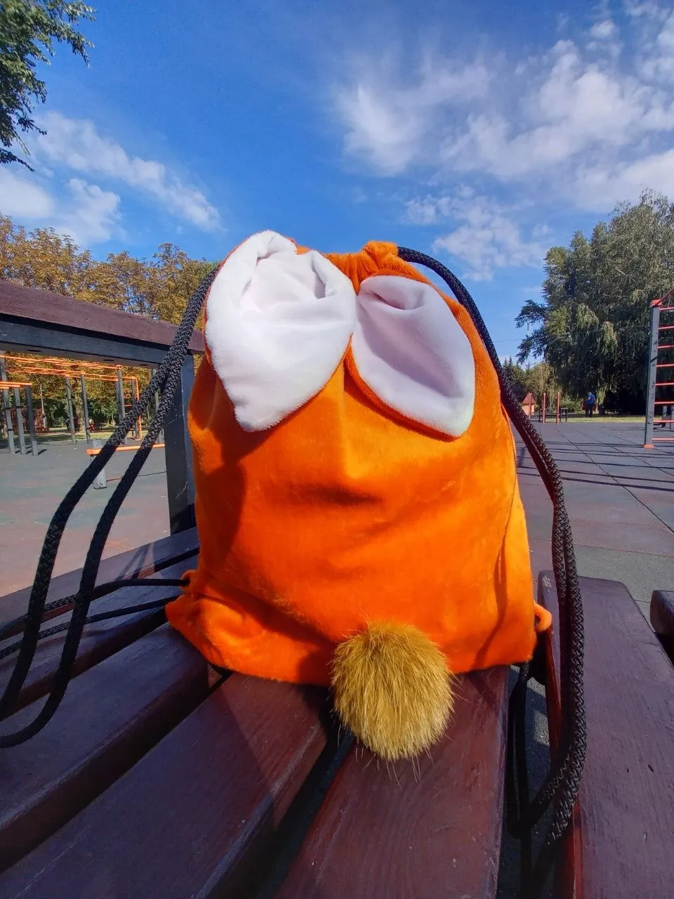 Помаранчевий рюкзачок-мішок з вушками 🦊🧡
