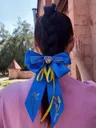 Синьо-жовтий бант із короною та колосками на гумці — фото 5